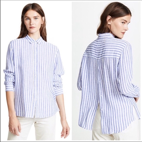 Rails Sydney Boracay Stripe Button Down Shirt Medium  linen blend - Picture 1 of 12